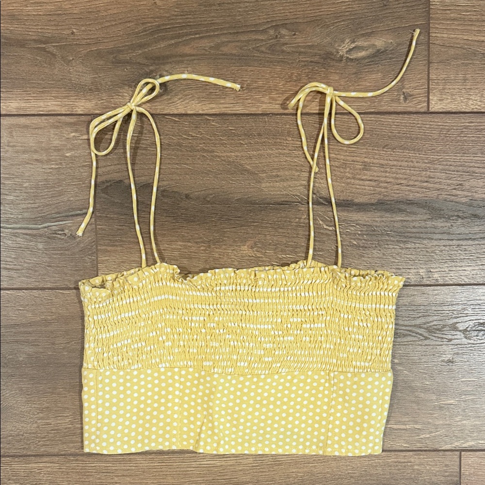 Zara Yellow Polka Dot Crop Top